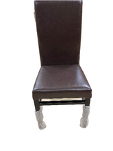 Cargar imagen en el visor de la galería, Faux Leather High Back Kitchen Chair Upholstered Armless Side Chair with Waterproof Surface and Metal Frames for Home and Restaurant, Dark Brown
