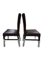 Cargar imagen en el visor de la galería, Faux Leather High Back Kitchen Chair Upholstered Armless Side Chair with Waterproof Surface and Metal Frames for Home and Restaurant, Dark Brown

