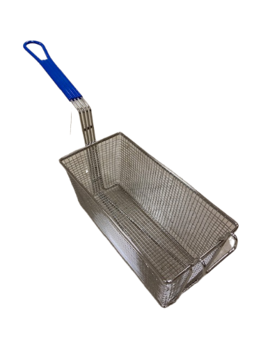 Deep Fryer Basket with Non-Slip Handle Heavy Duty Nickel Plated Iron Construction 13.5