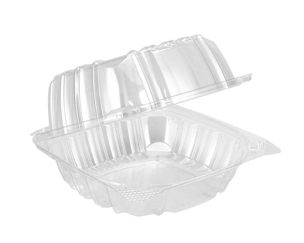 Dart Clear Seal Hinged Lid Container/Plastic Hinged To-Go Box/One Compartment 5 1/4 x5 3/8 x 2 5/8''--- 500/cs