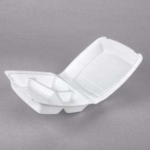 将图片加载到图库查看器，8&quot; Hinged 3-Compartment Styrofoam Foodservice Containers (22310) 200/cs
