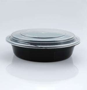 24oz Round Plastic Food Container with Lid- 150/cs