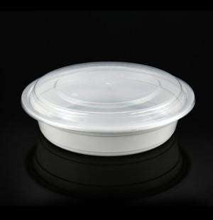 24oz Round Plastic Food Container with Lid- 150/cs